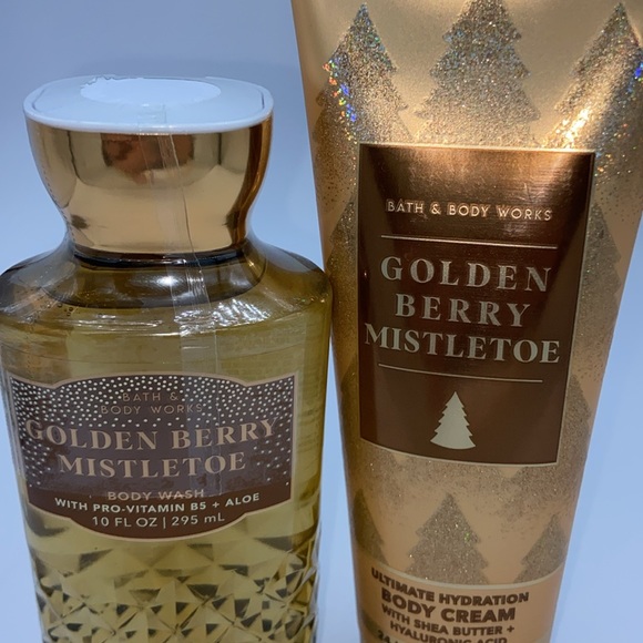 NEW! B&B WORKS Body Wash Ultimate Hydration Body Cream GOLDEN BERRY MISTLETOE - Picture 2 of 10